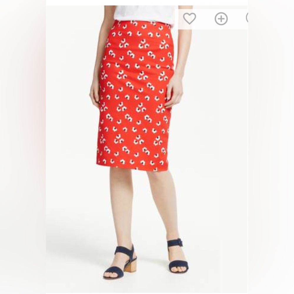 Boden Red Pop Daisy Cloud Pencil Skirt, Size 16R NWT